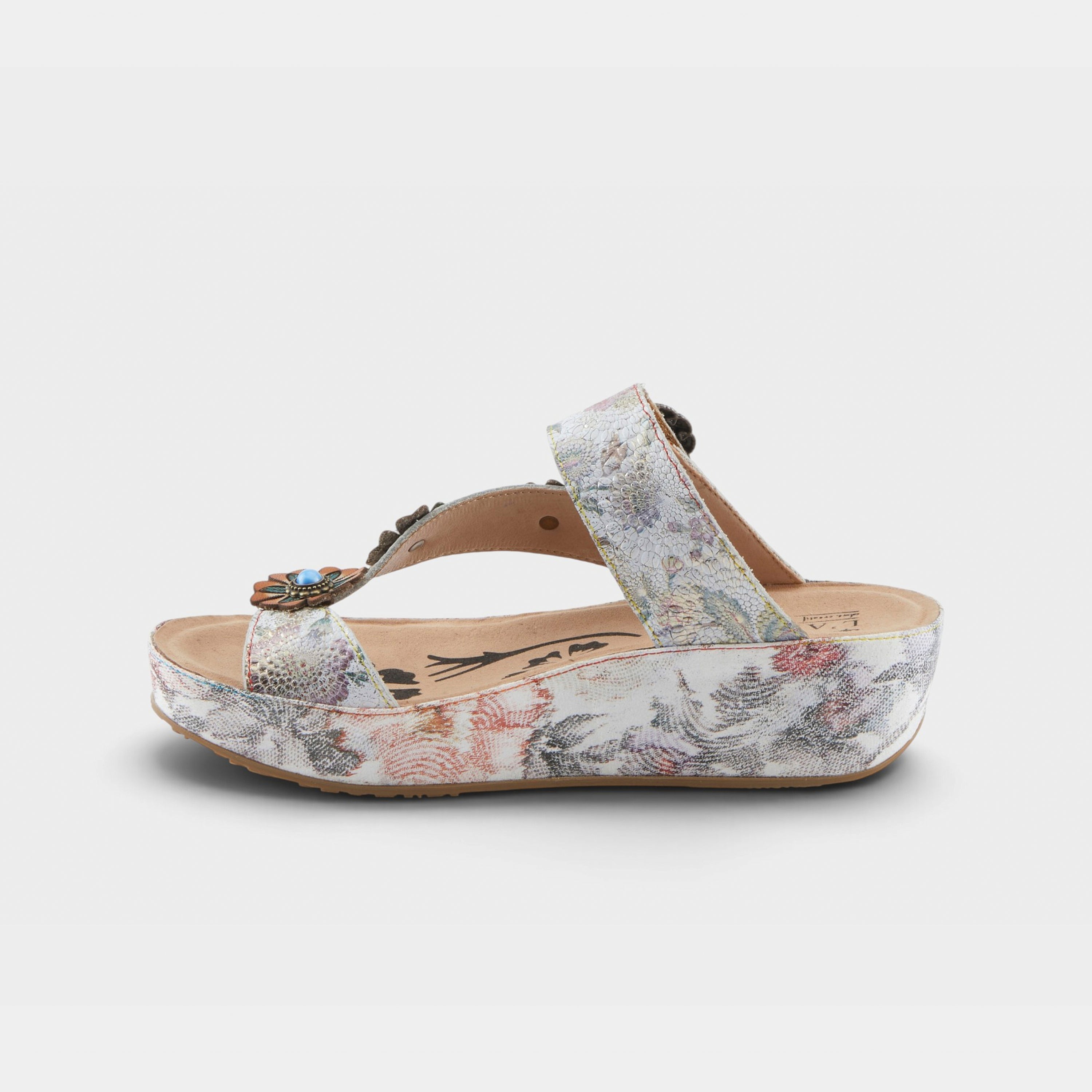 L'Artiste Blissbloom sandals in Ice Multi, side view