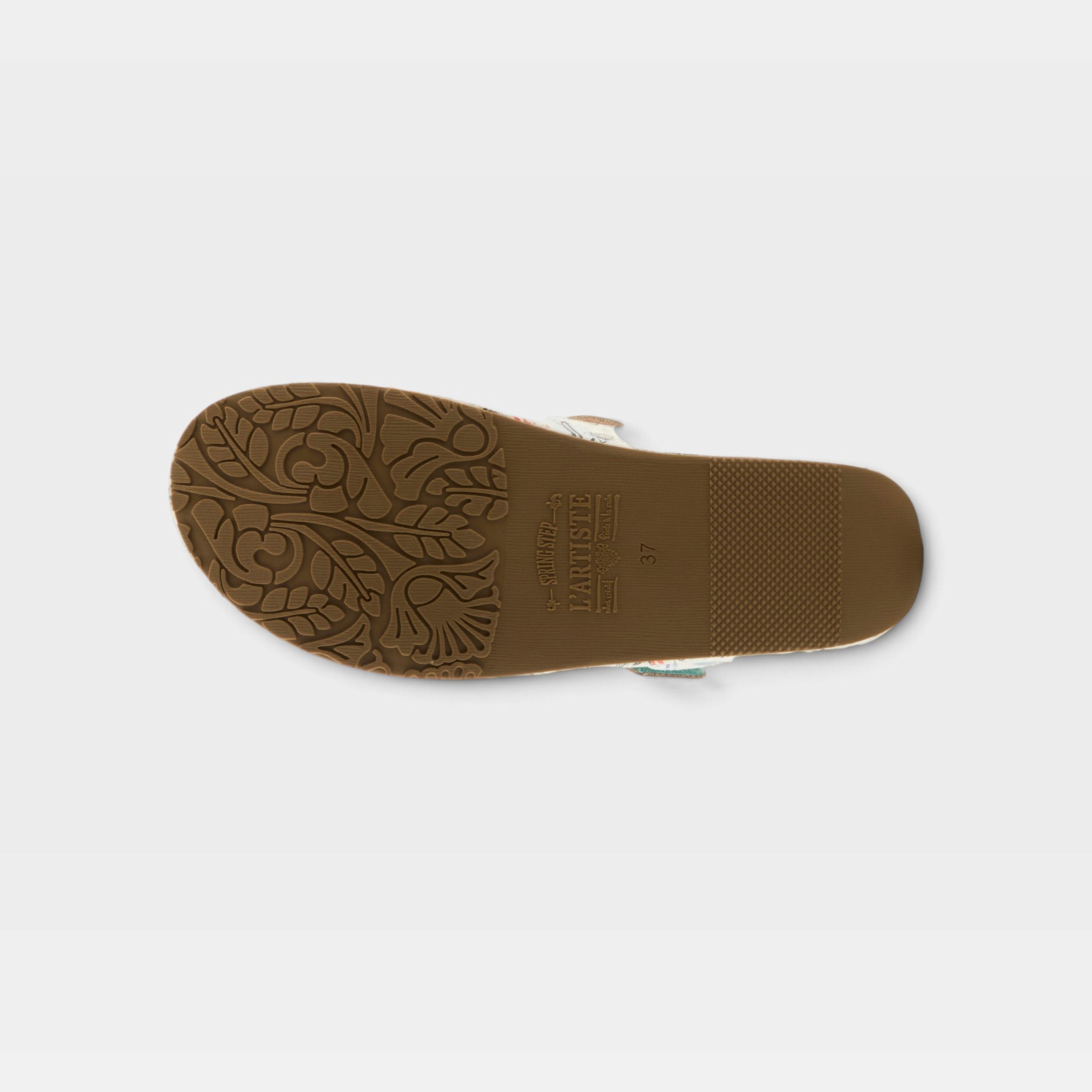 L'Artiste Blissbloom sandals in Mint Green, outsole view