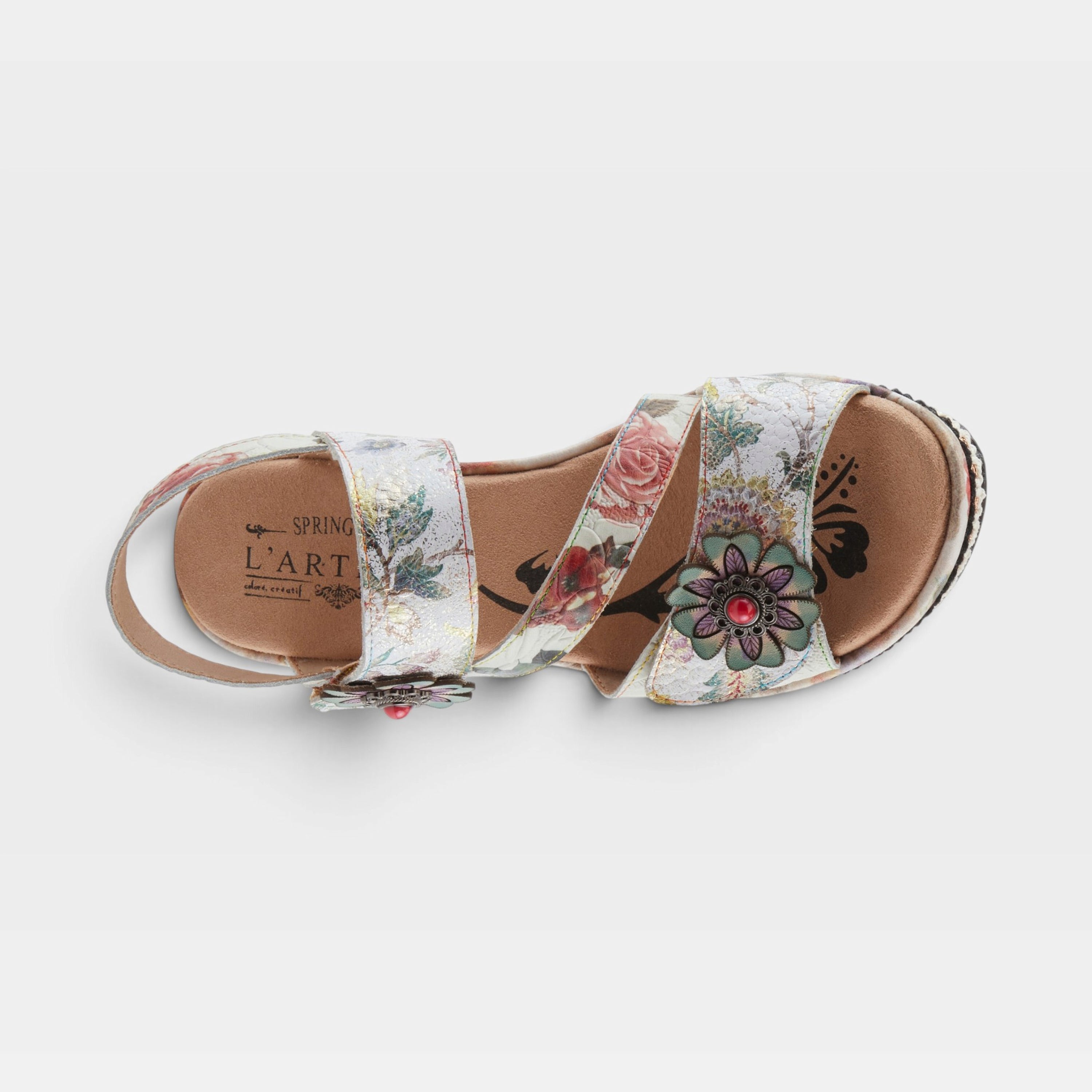 L'Artiste Blissful sandals in Ice Multi, top view