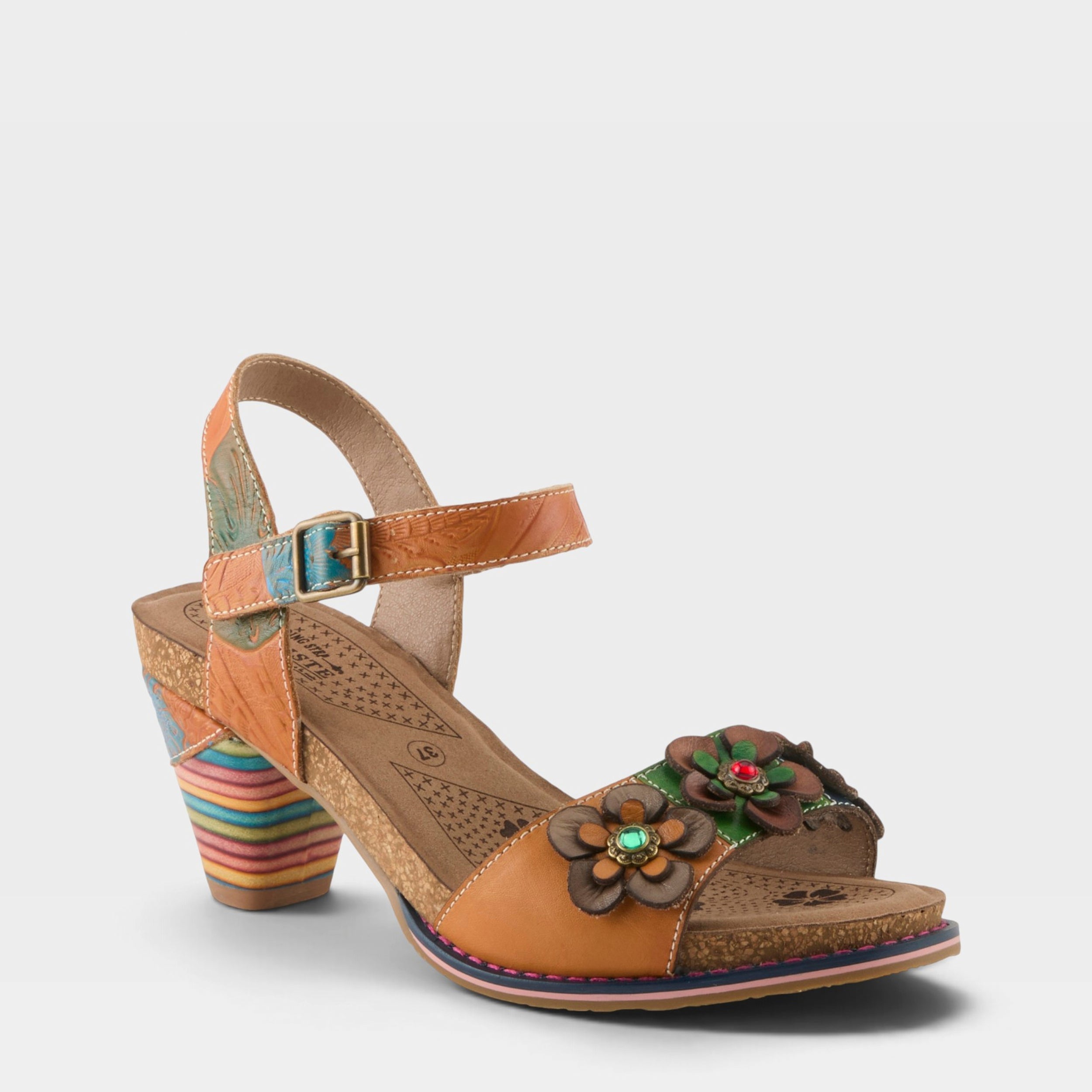 L'Artiste L'ARTISTE BLUESKY SANDALS sandal in camel multi with handcrafted leather design