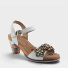 L'Artiste L'ARTISTE BLUESKY SANDALS sandal in white multi with handcrafted leather design