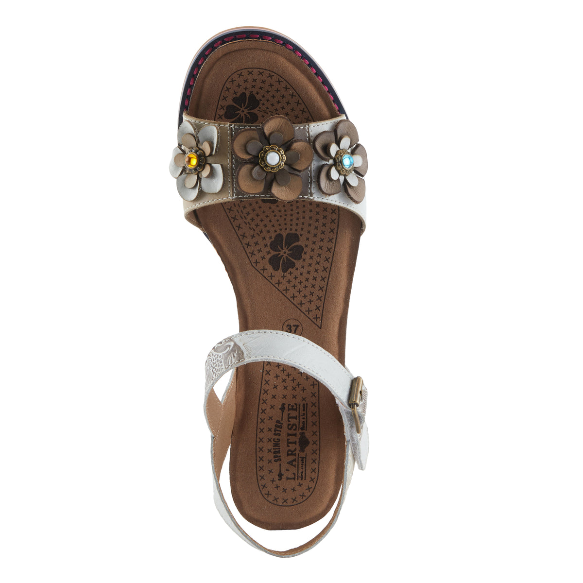 L'Artiste L'ARTISTE BLUESKY SANDALS sandal in white multi with handcrafted leather design