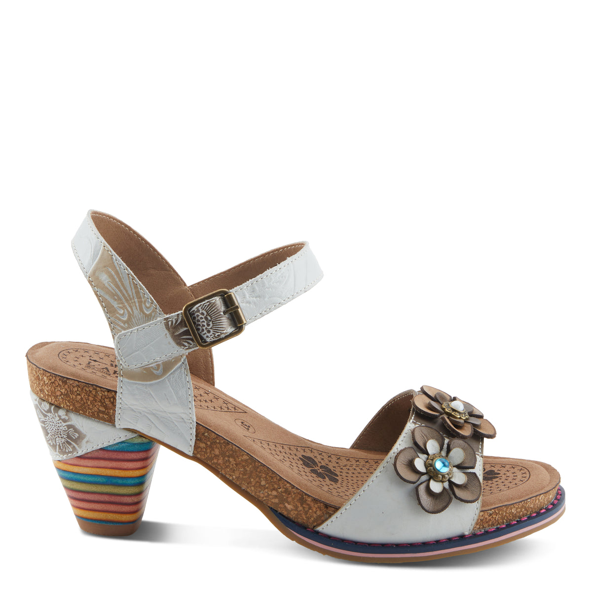 L'Artiste L'ARTISTE BLUESKY SANDALS sandal in white multi with handcrafted leather design