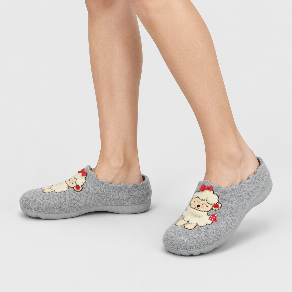 Flexus Bopeep Grey Multi Slipper - on-foot view