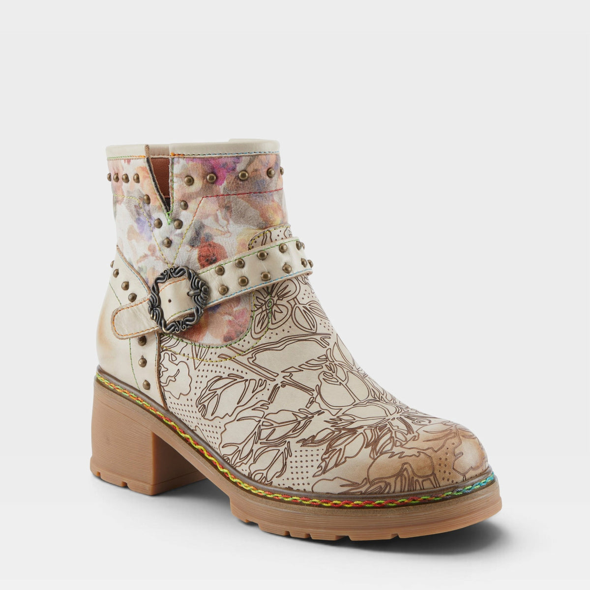 L'Artiste BRANCHOUT BOOTS in BEIGE MULTI, front view