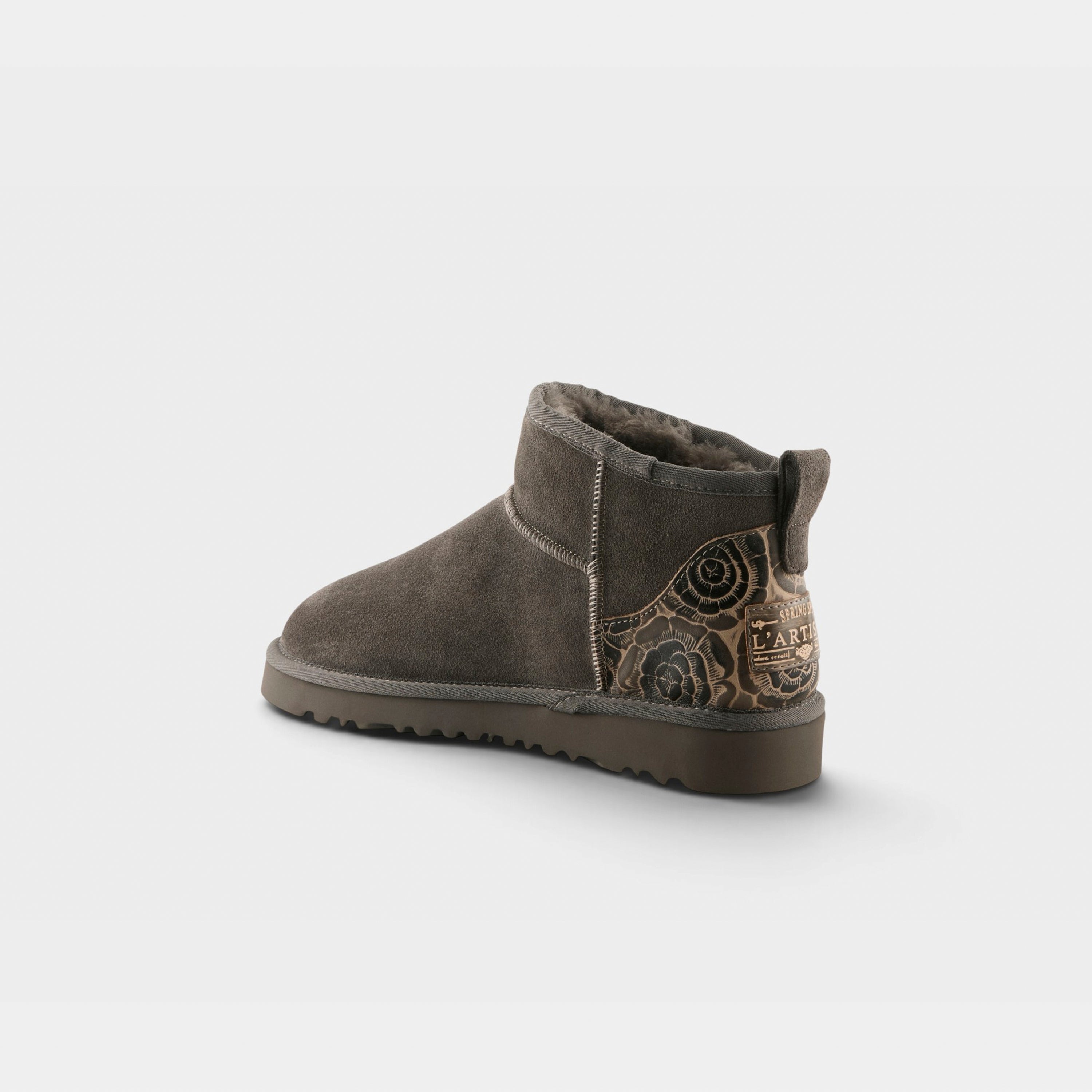L'Artiste Brandai boots in Grey Multi Suede, alternate angle view