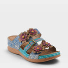 L'Artiste Brash sandals in Blue Multi, front view