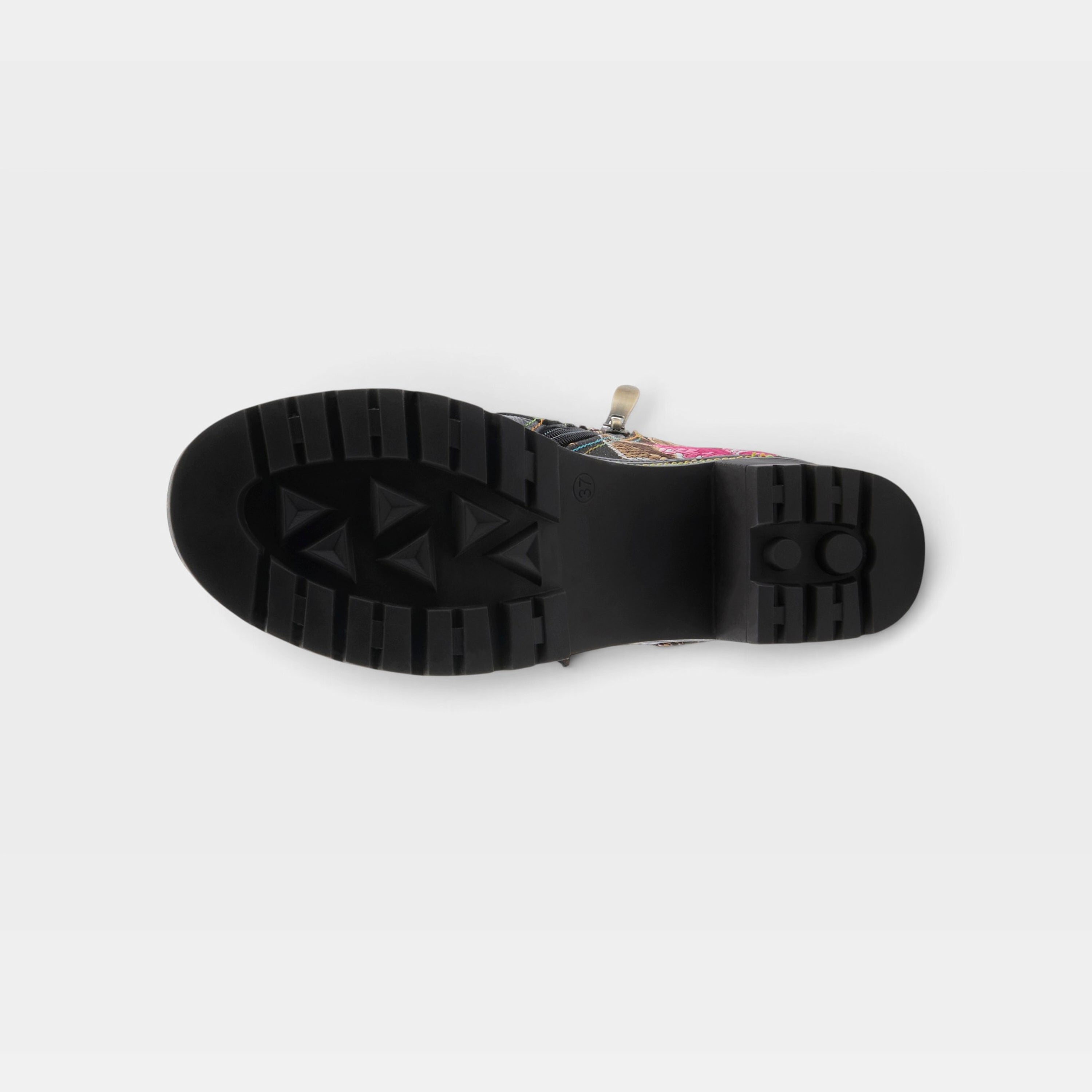 L'Artiste Brazza boots in Black Multi, outsole view