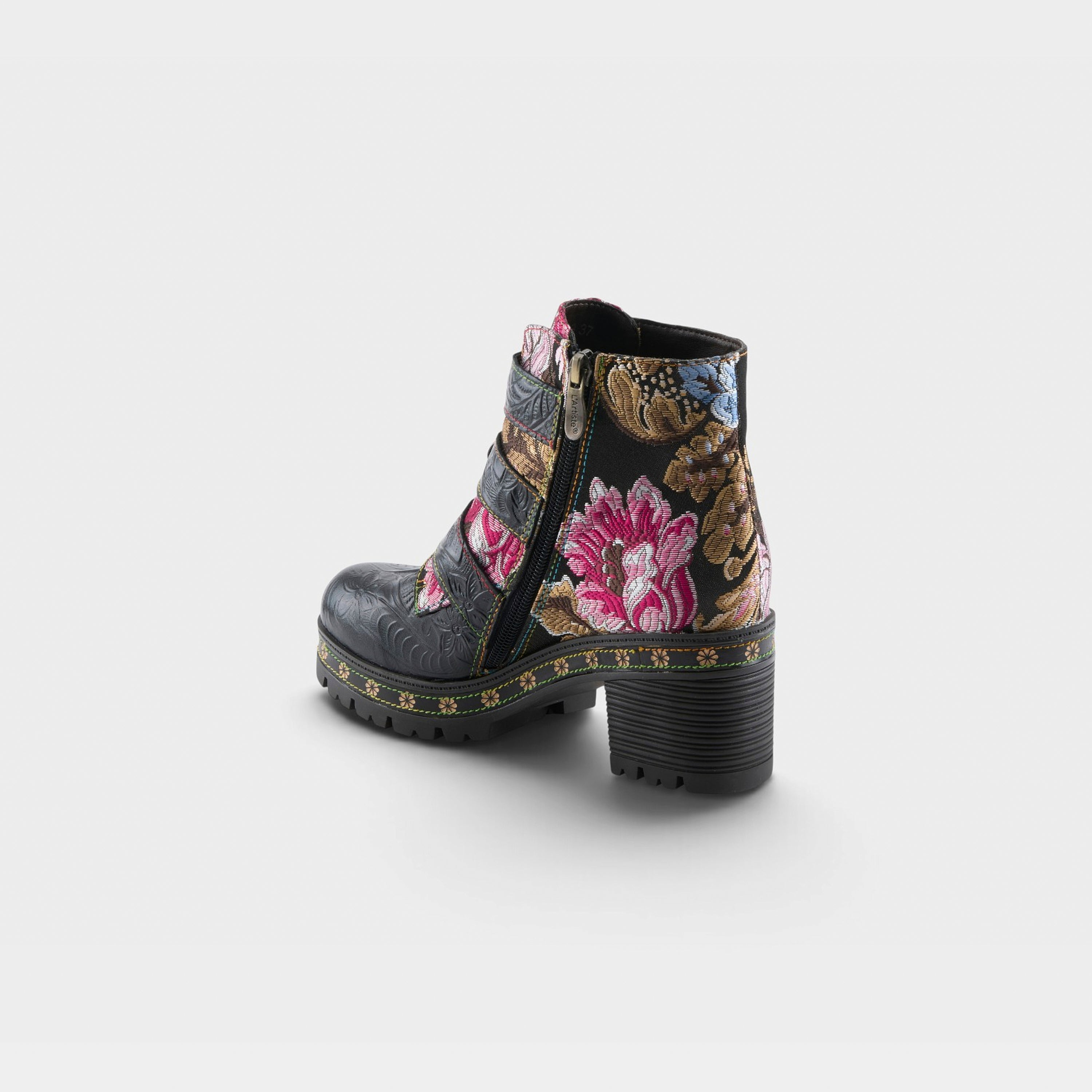 L'Artiste Brazza boots in Black Multi, alternate angle view