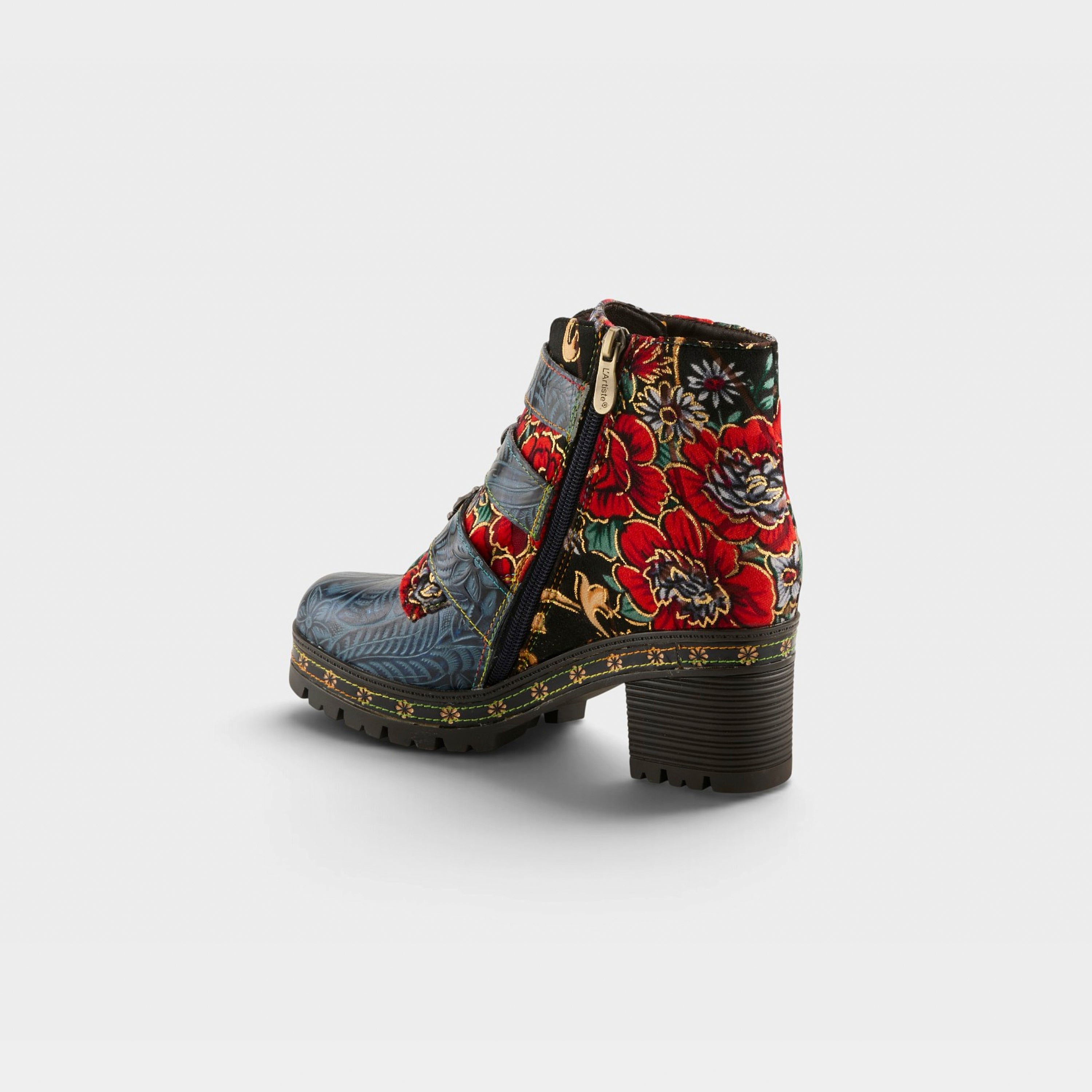 L'Artiste Brazza boots in Navy Multi, alternate angle view