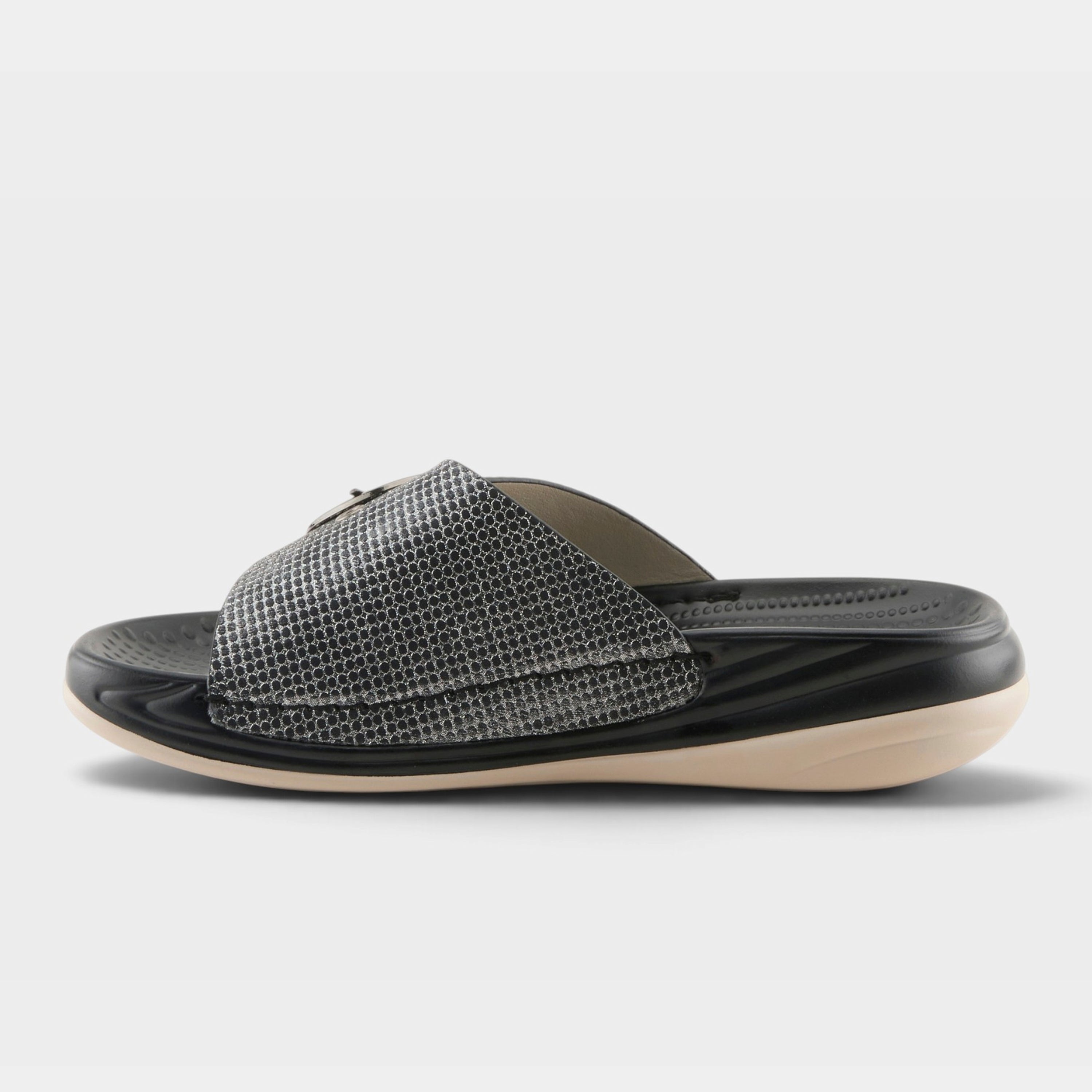 Flexus Brewer Black Metallic Sandal
