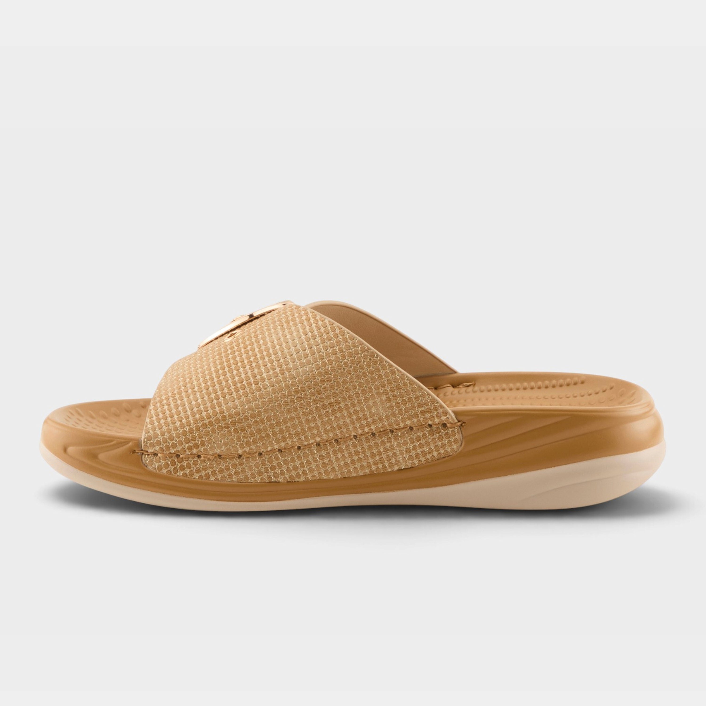 Flexus Brewer Tan Metallic Sandal