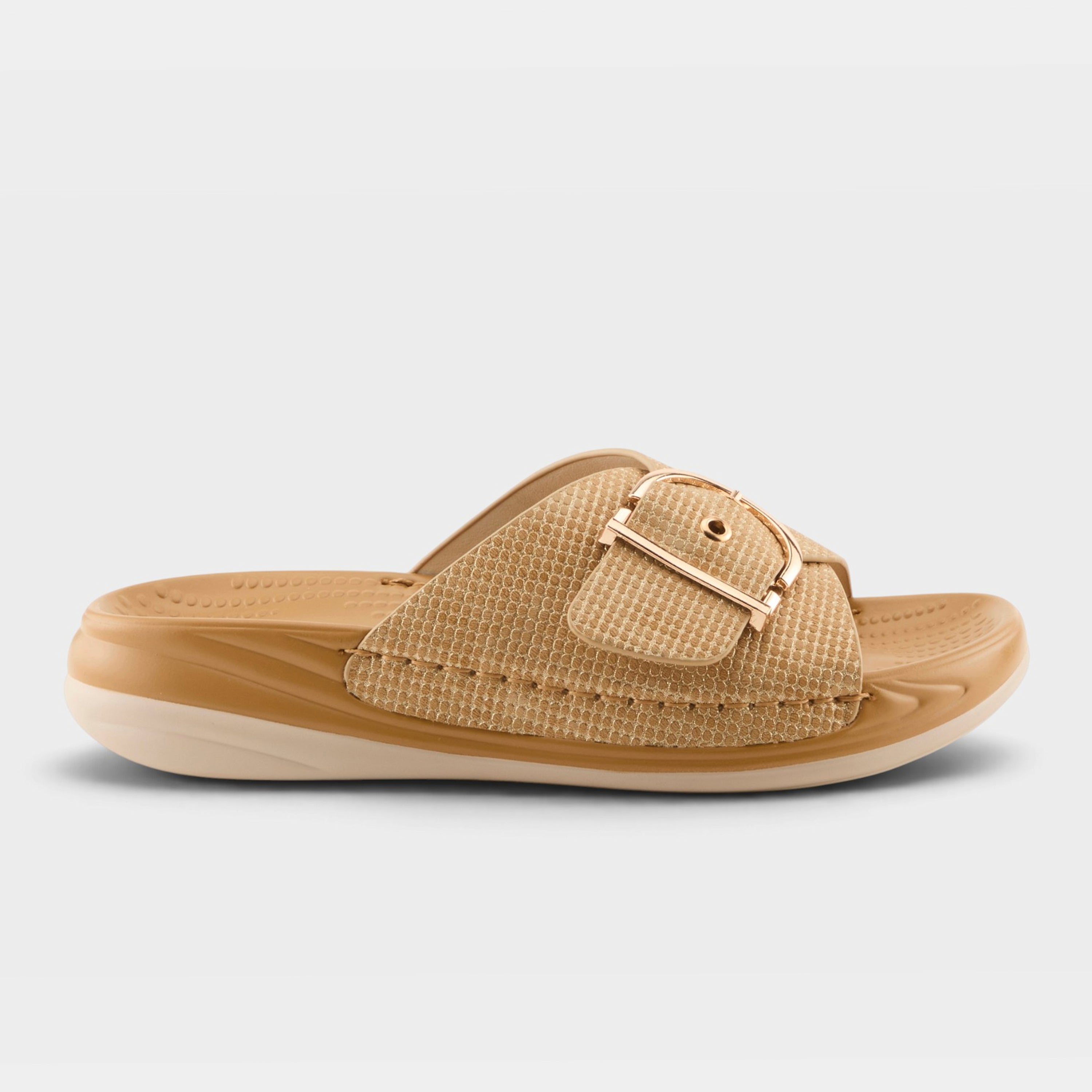 Flexus Brewer Tan Metallic Sandal