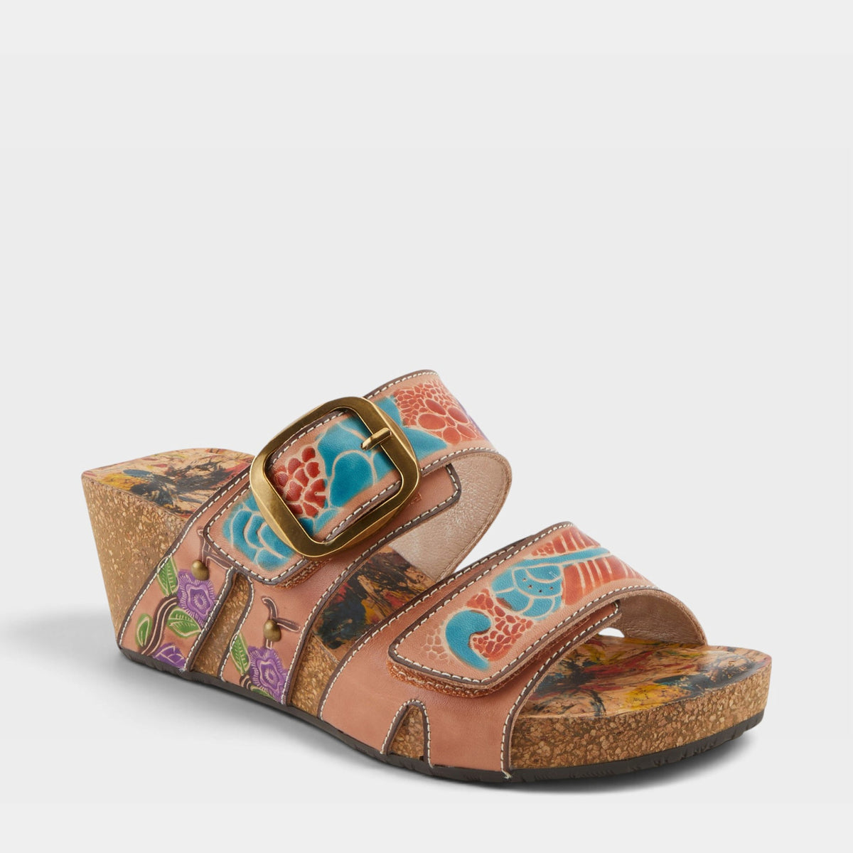 L'Artiste BRISEIS SANDALS in PEACH MULTI, front view