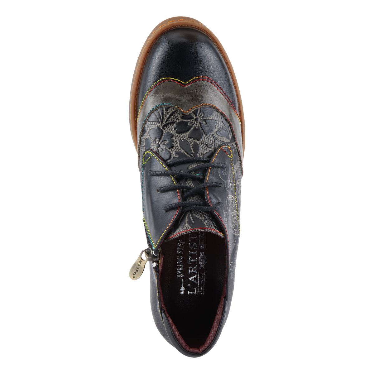 L'Artiste L'ARTISTE BRITEETOE SHOES shoe in dark red with handcrafted leather design