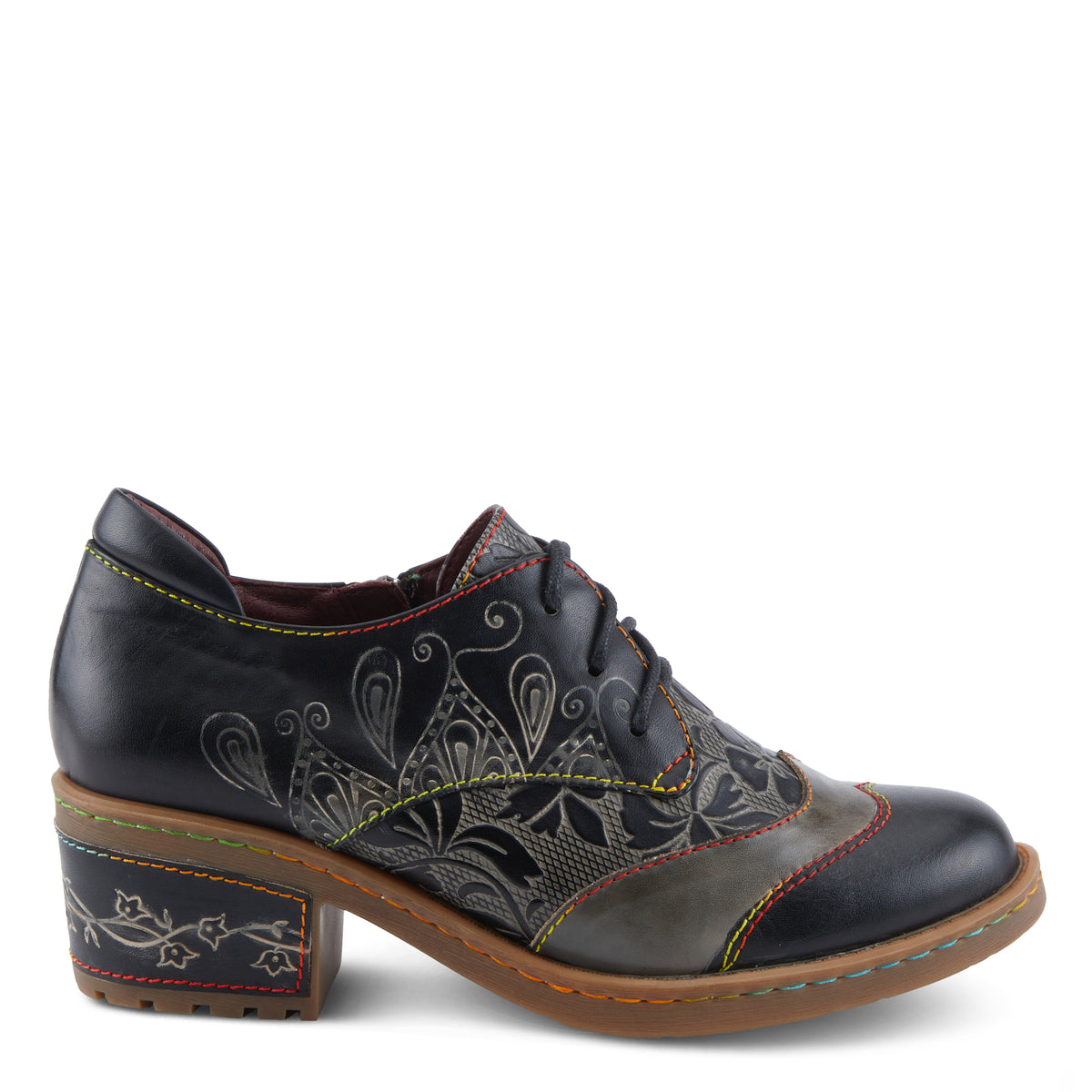 L'Artiste L'ARTISTE BRITEETOE SHOES shoe in dark red with handcrafted leather design