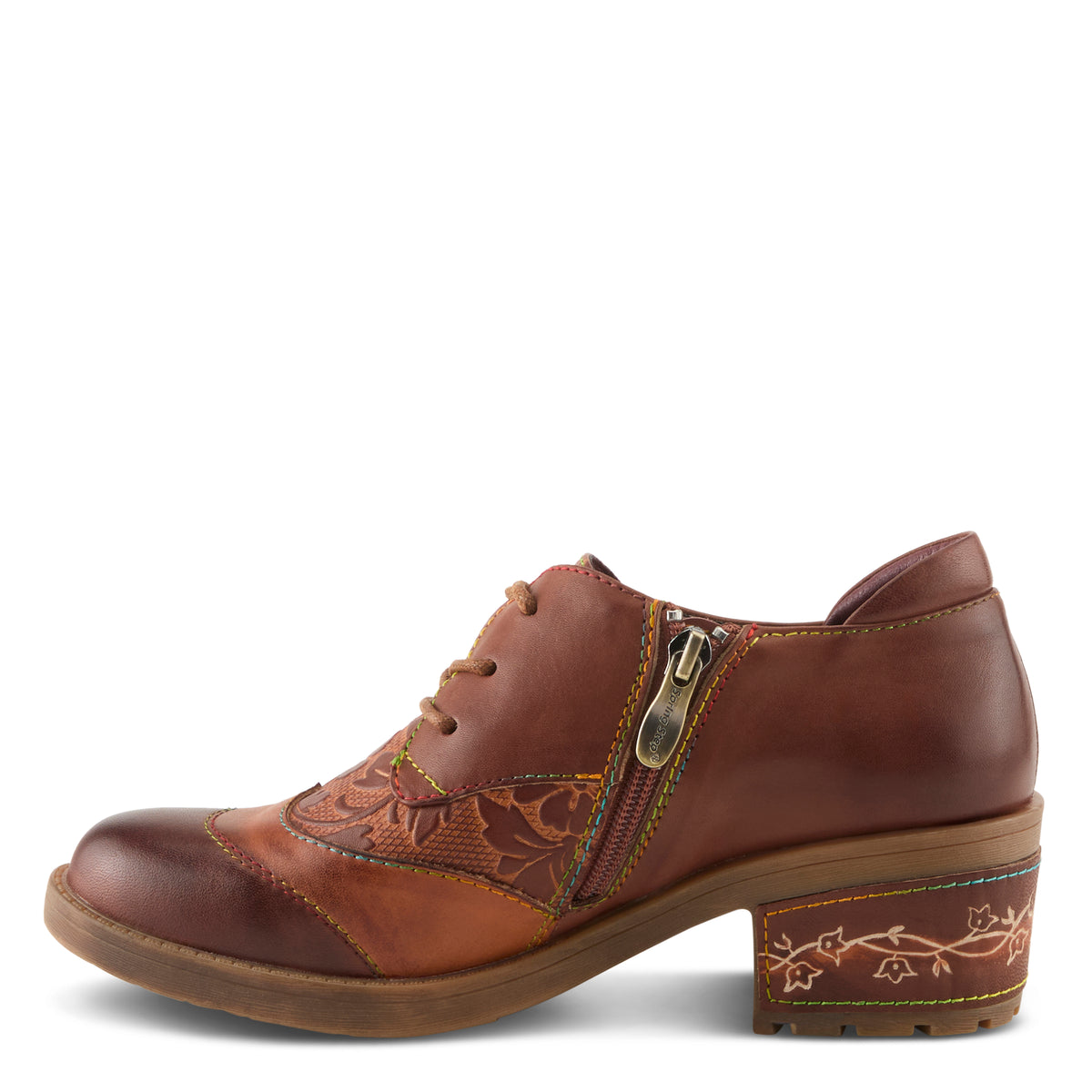L'Artiste L'ARTISTE BRITEETOE SHOES shoe in dark red with handcrafted leather design