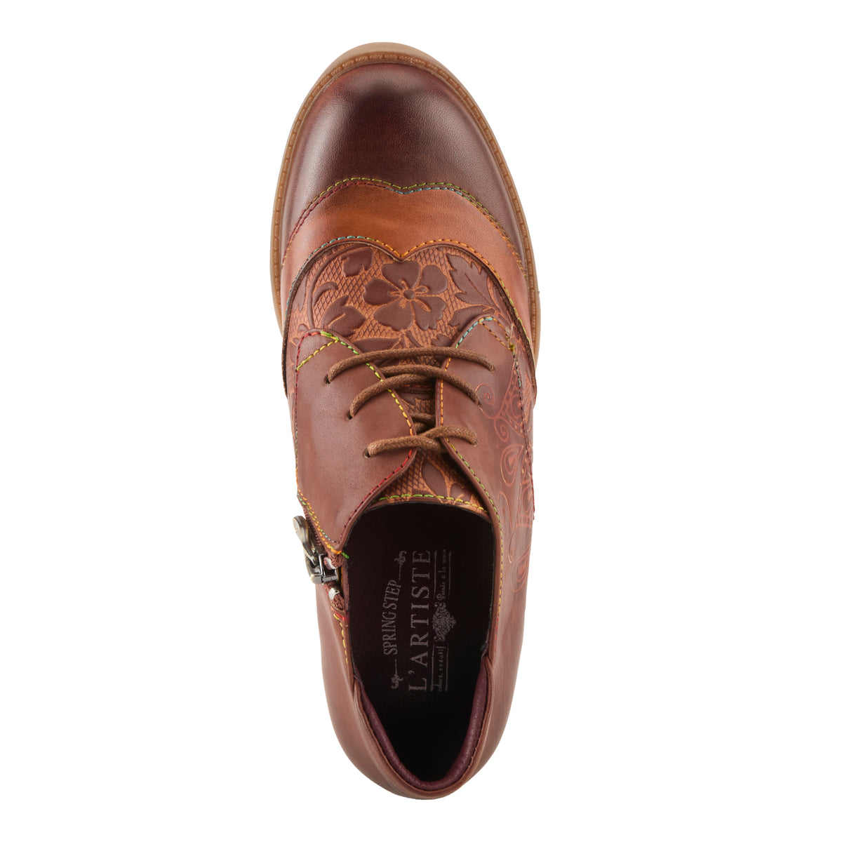 L'Artiste L'ARTISTE BRITEETOE SHOES shoe in dark red with handcrafted leather design
