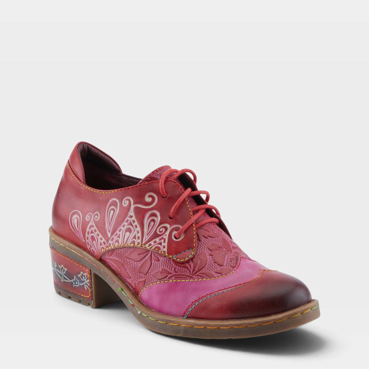 L'Artiste BRITEETOE SHOES in DARK RED, front view