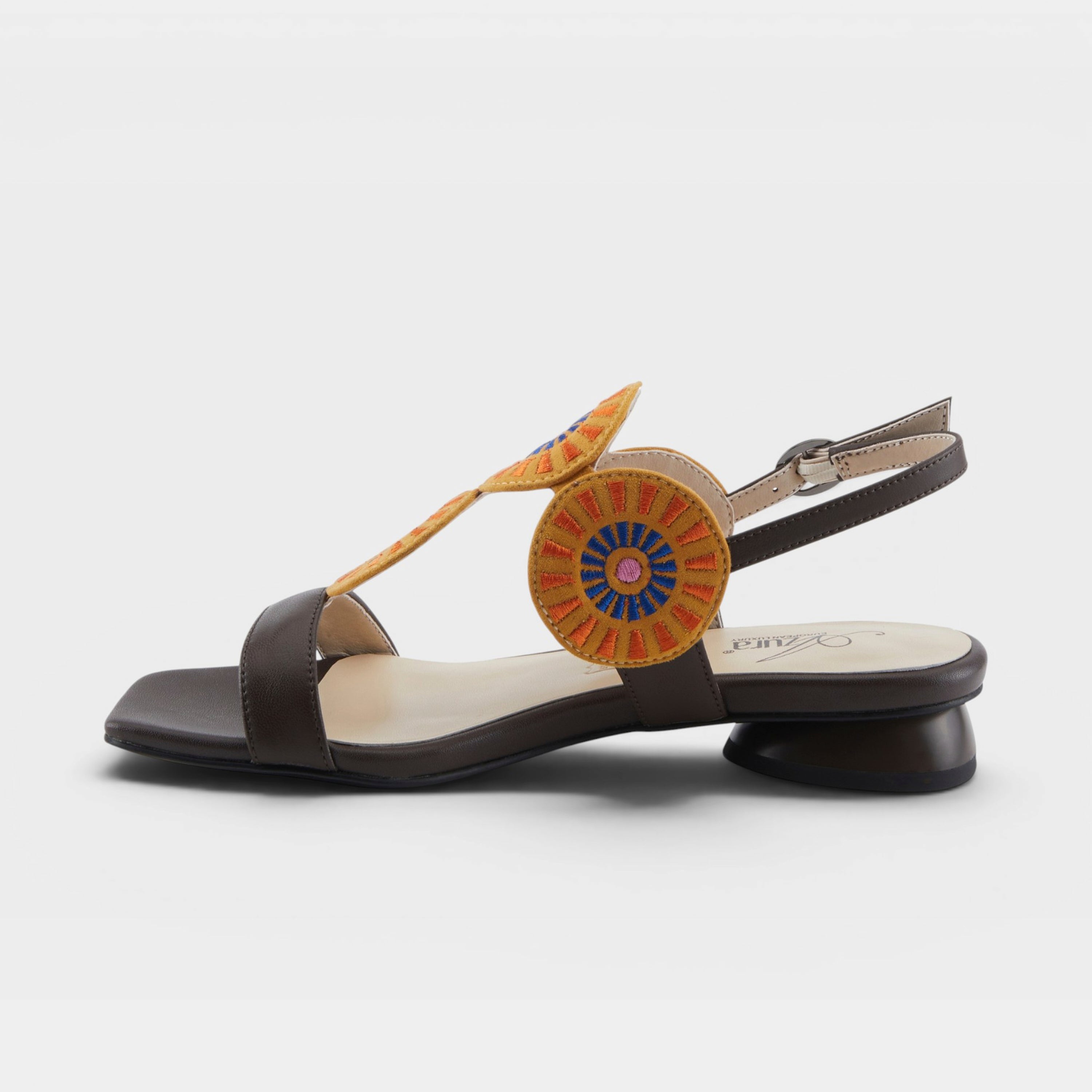 Azura Broider Chocolate Multi Sandal