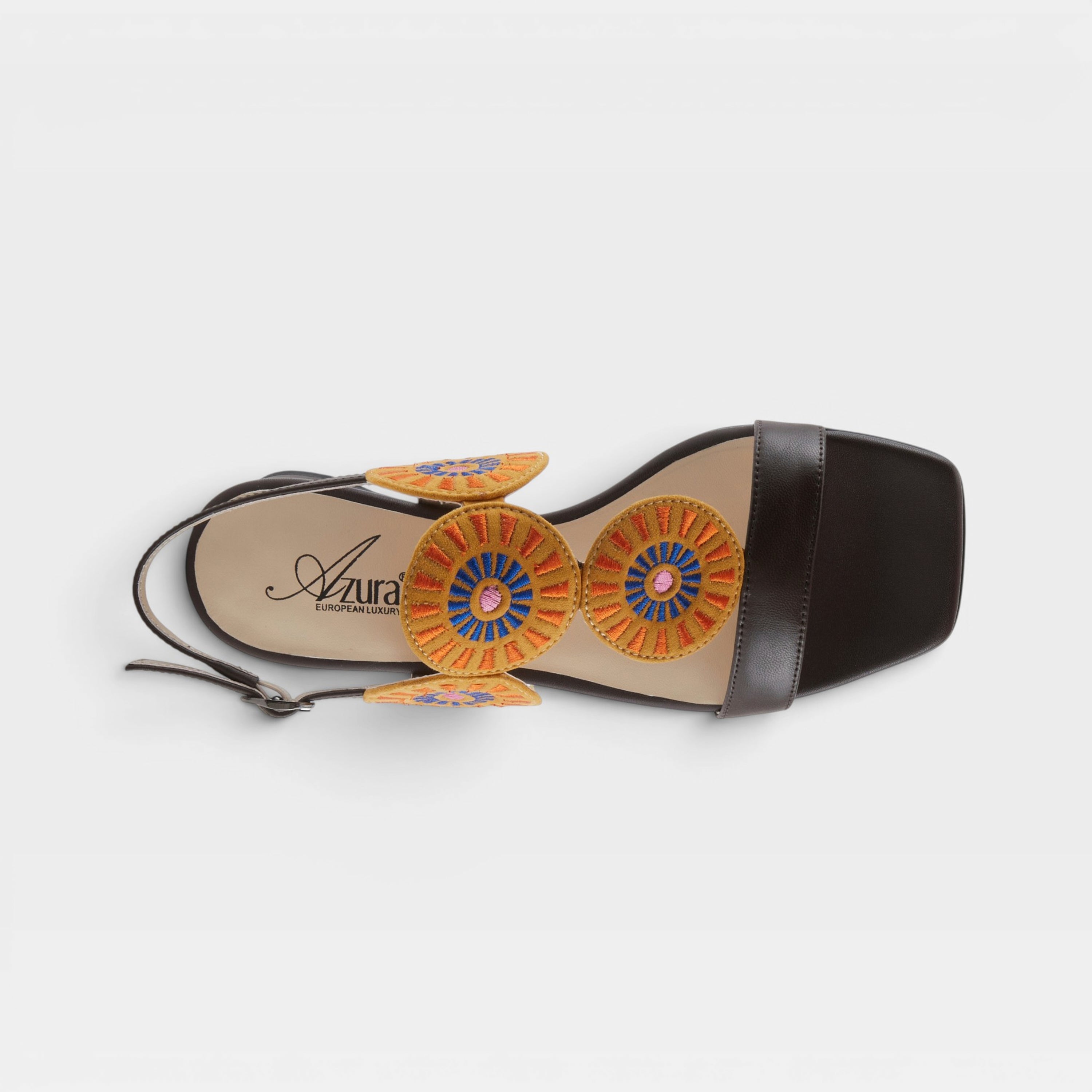 Azura Broider Chocolate Multi Sandal