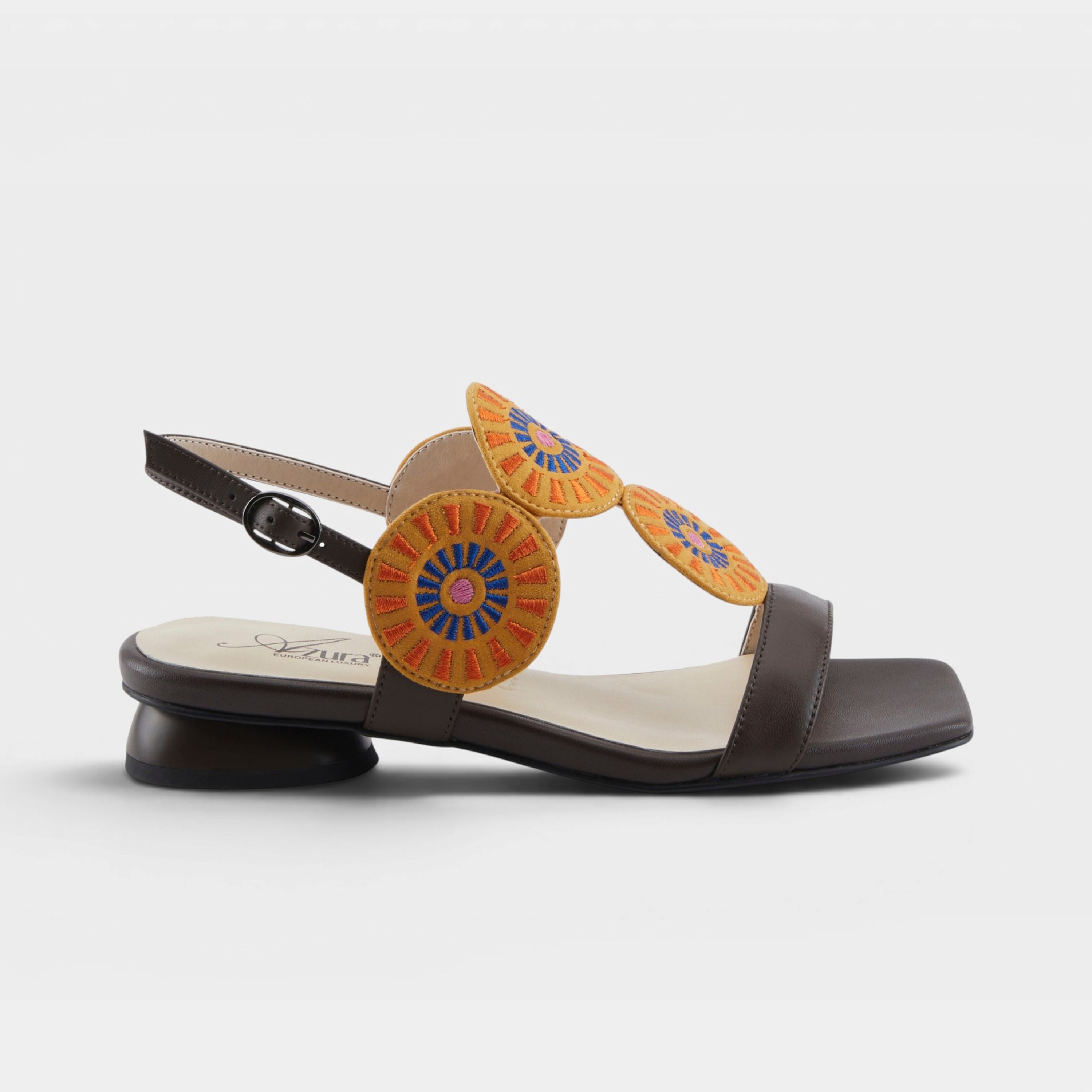 Azura Broider Chocolate Multi Sandal