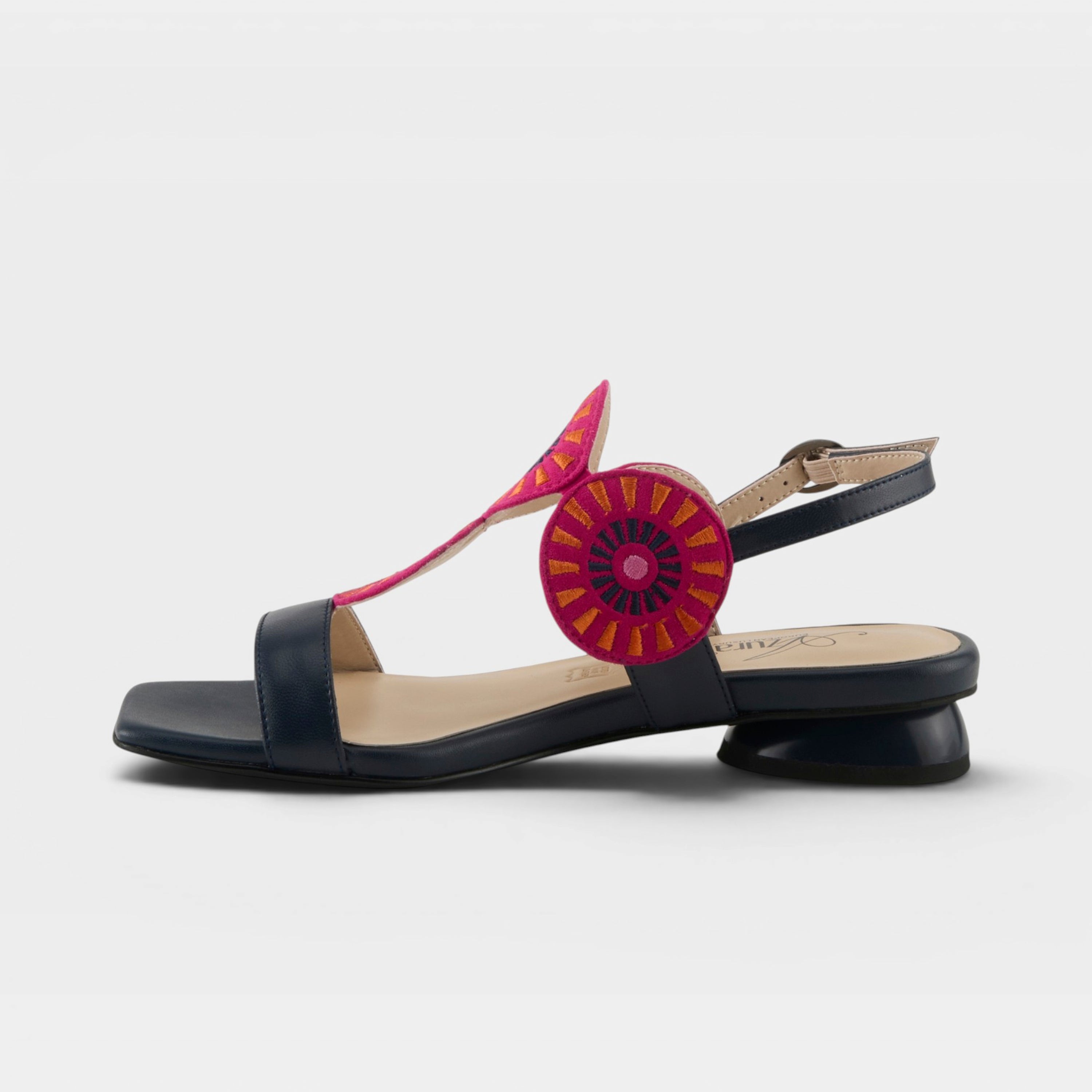 Azura Broider Navy Multi Sandal