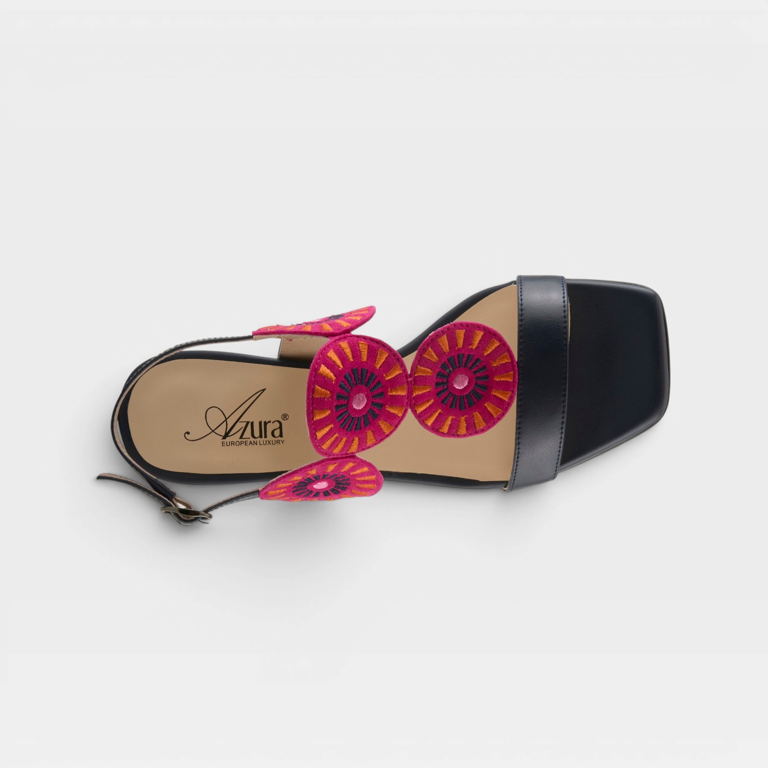 Azura Broider Navy Multi Sandal