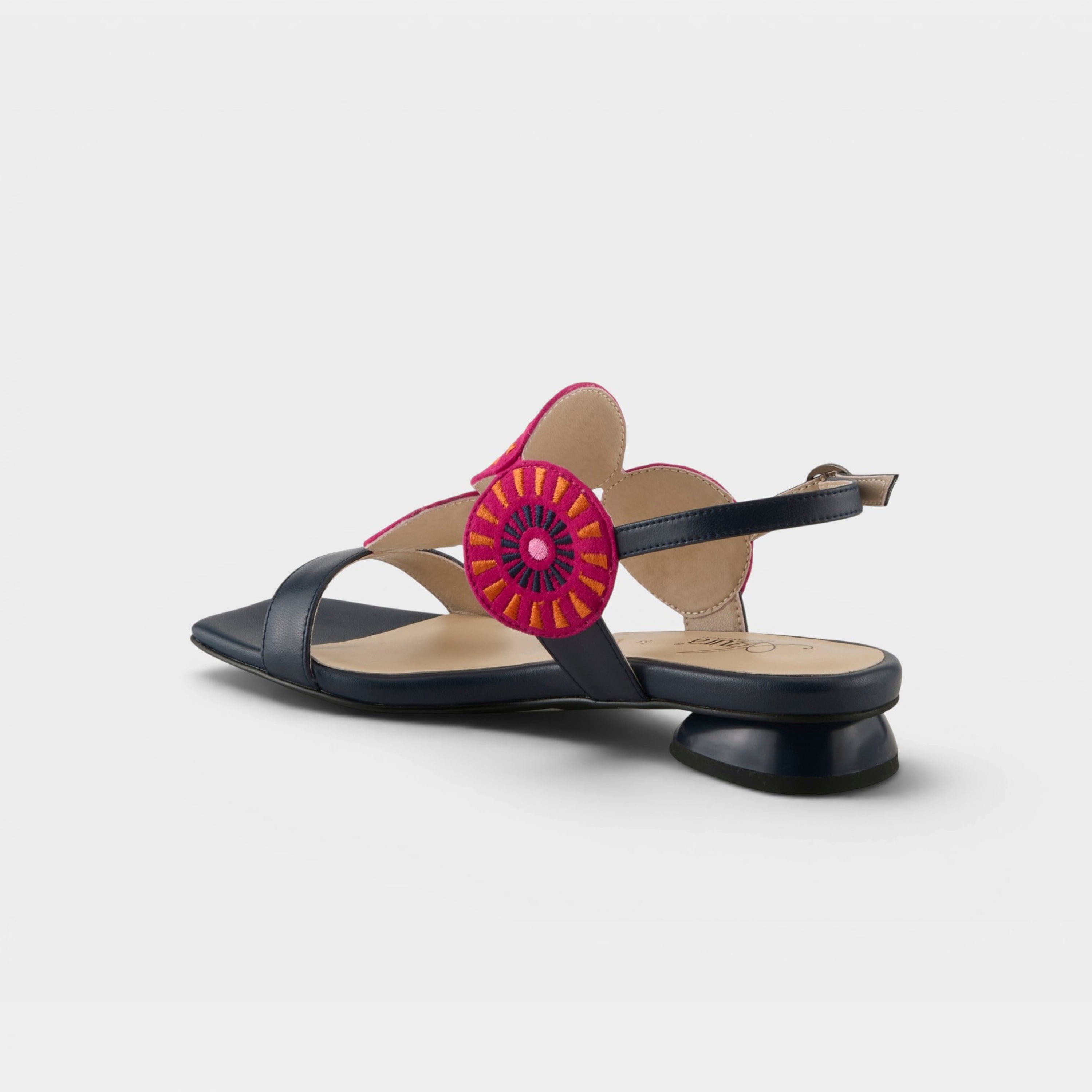 Azura Broider Navy Multi Sandal