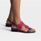 Azura Broider Navy Multi Sandal