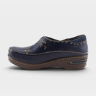 L'Artiste Burbank clogs in Navy, side view
