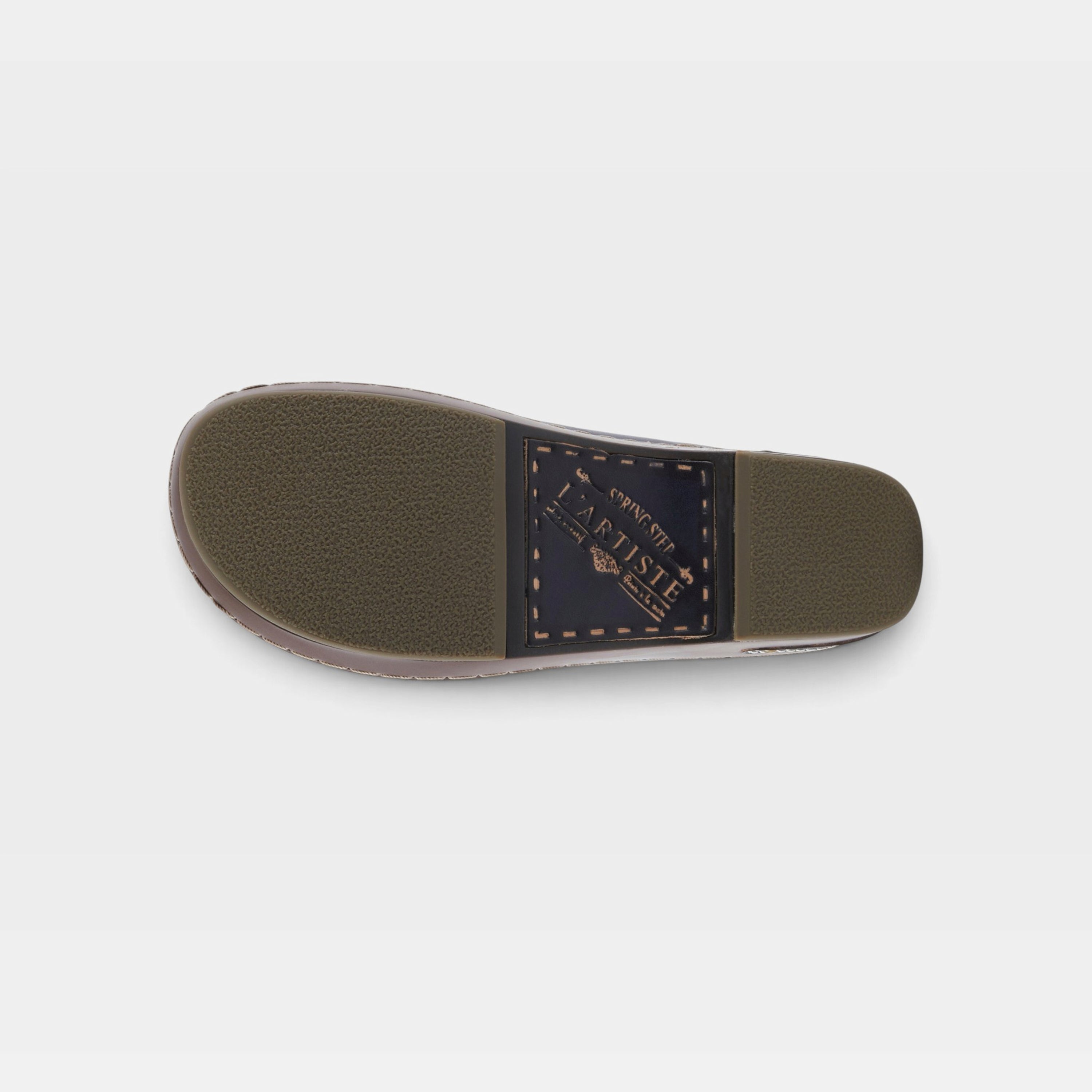 L'Artiste Burbank clogs in Navy, outsole view