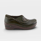 L'Artiste Burbank clogs in Olive Green, hero view