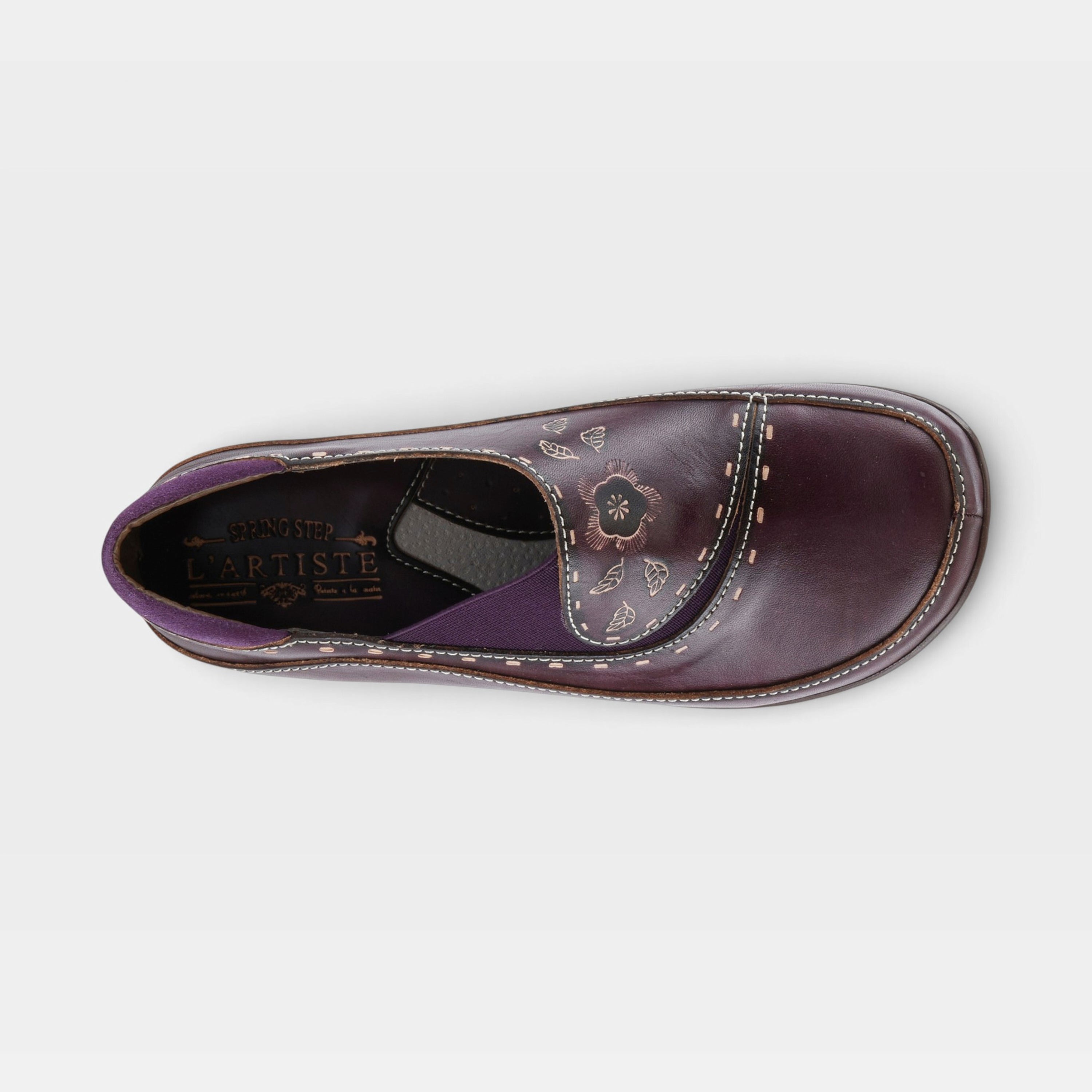 L'Artiste Burbank clogs in Purple, top view