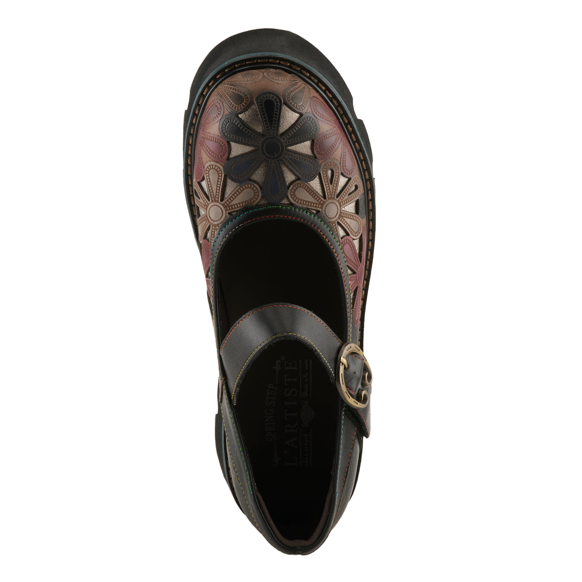 L'Artiste L'ARTISTE BUSYBEE SHOES shoe in black multi with handcrafted leather design