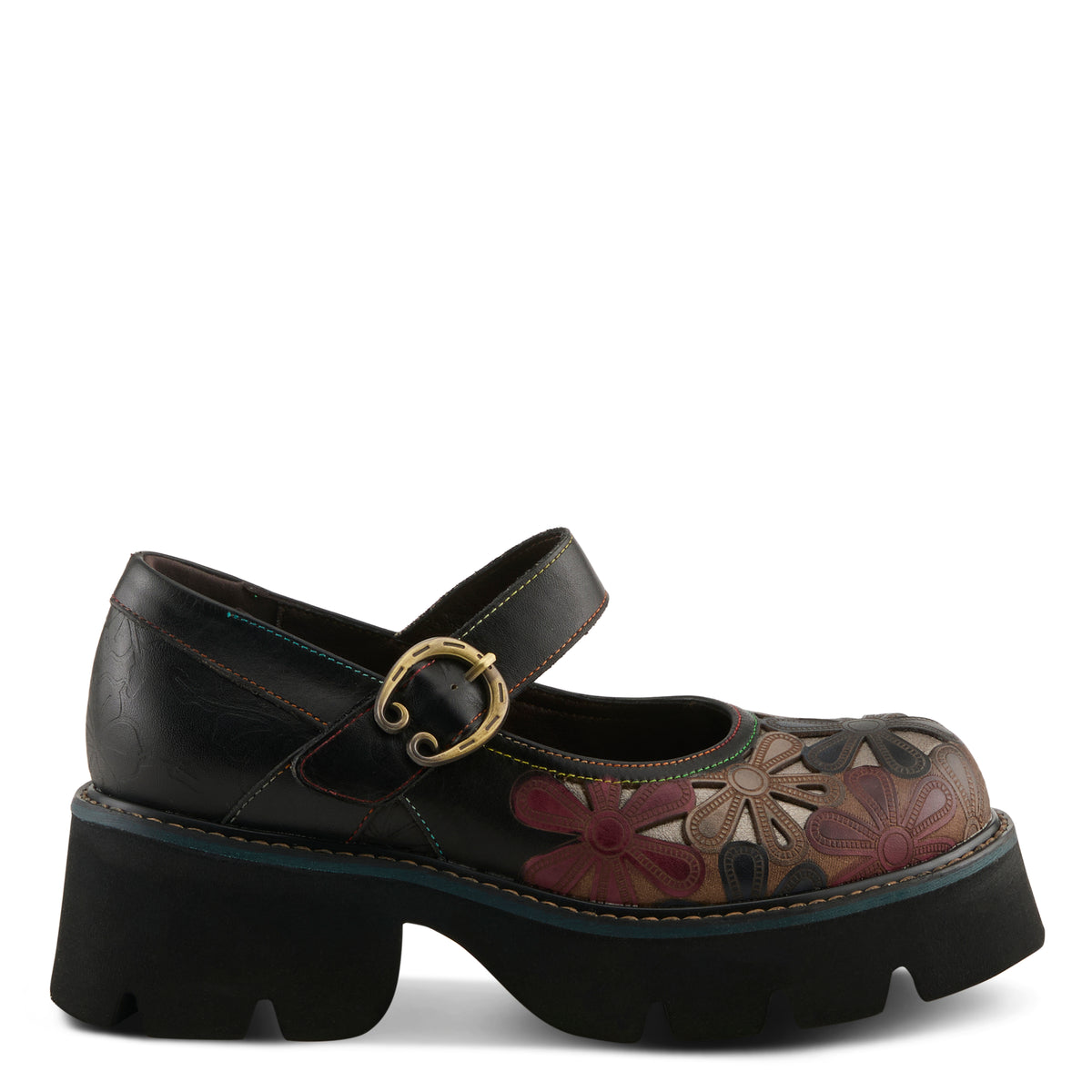 L'Artiste L'ARTISTE BUSYBEE SHOES shoe in black multi with handcrafted leather design