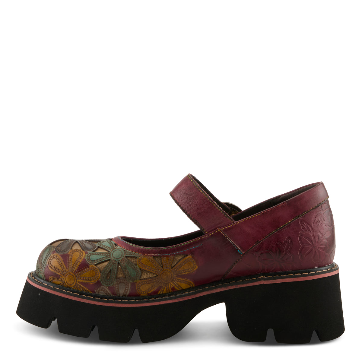 L'Artiste L'ARTISTE BUSYBEE SHOES shoe in bordeaux multi with handcrafted leather design