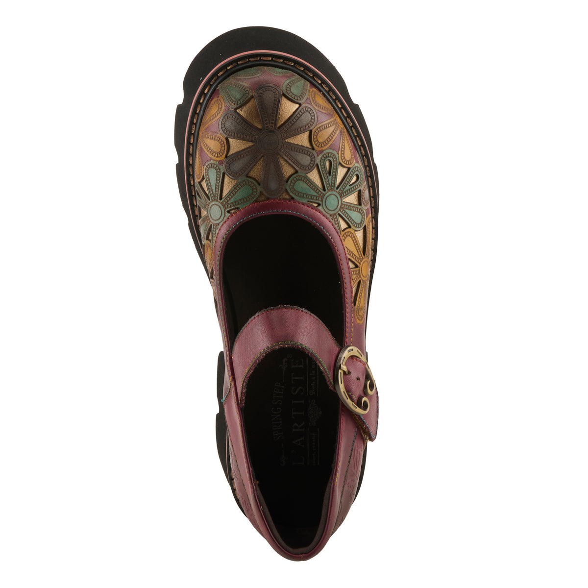 L'Artiste L'ARTISTE BUSYBEE SHOES shoe in bordeaux multi with handcrafted leather design