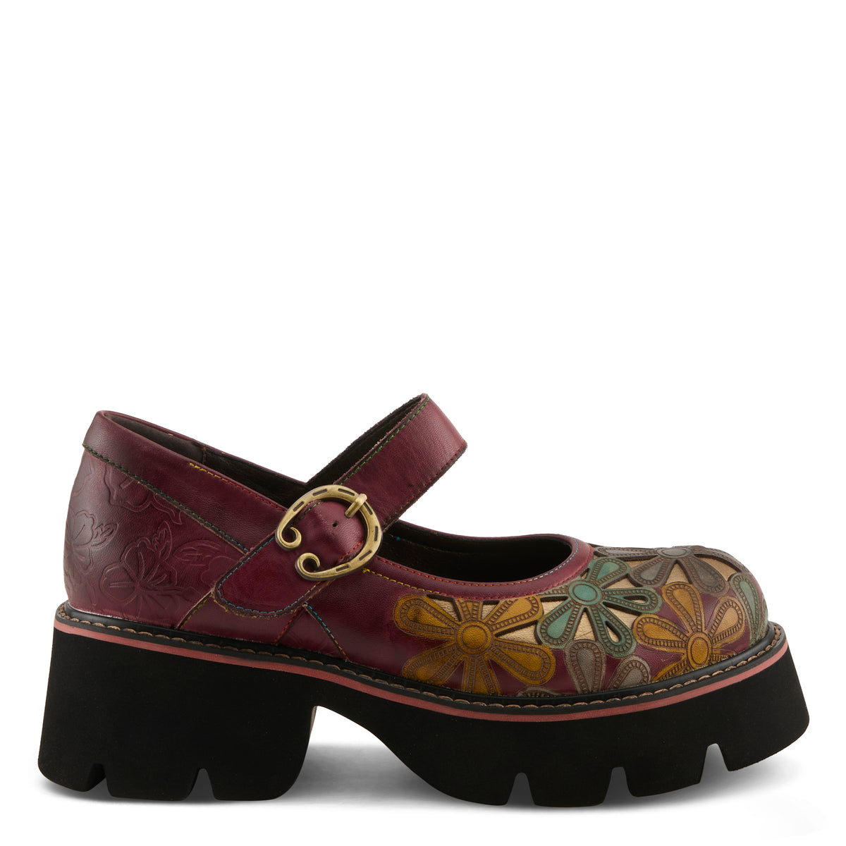 L'Artiste L'ARTISTE BUSYBEE SHOES shoe in bordeaux multi with handcrafted leather design