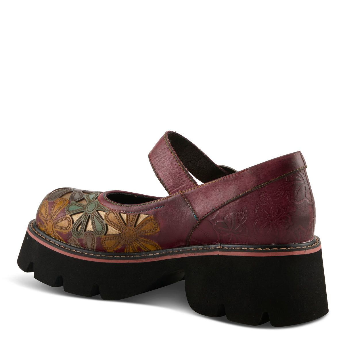 L'Artiste L'ARTISTE BUSYBEE SHOES shoe in bordeaux multi with handcrafted leather design