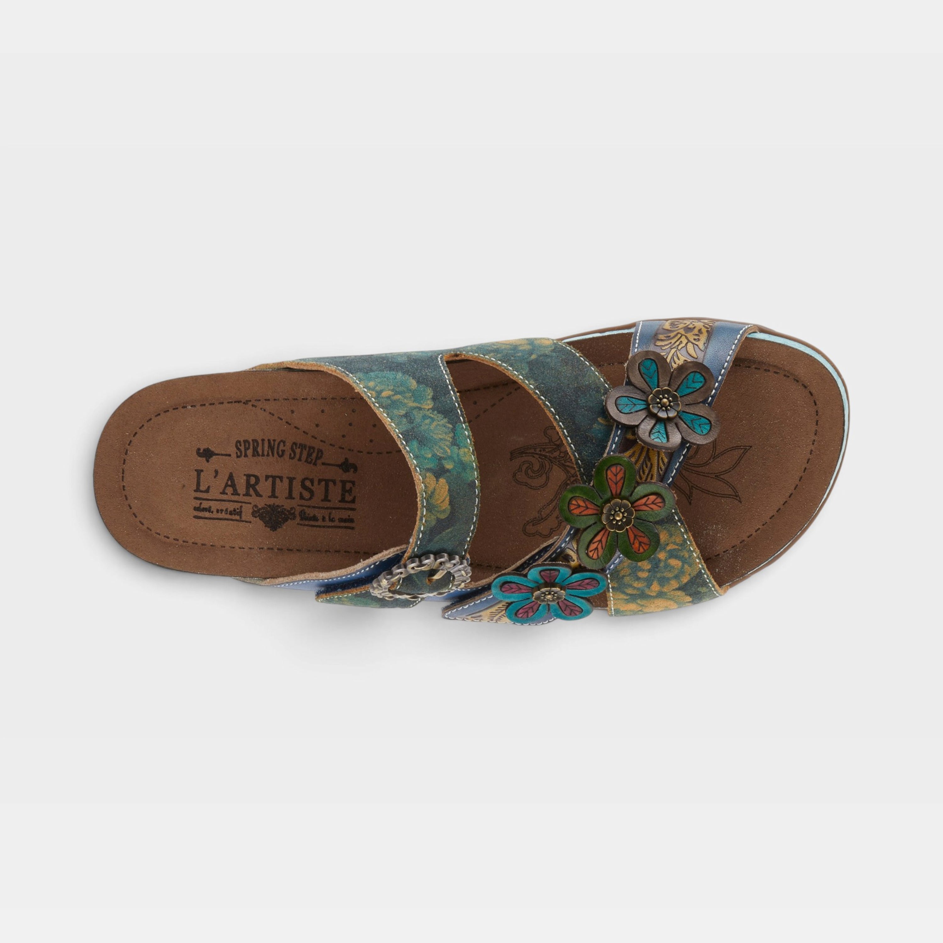 L'Artiste Caelana sandals in Blue Multi, top view