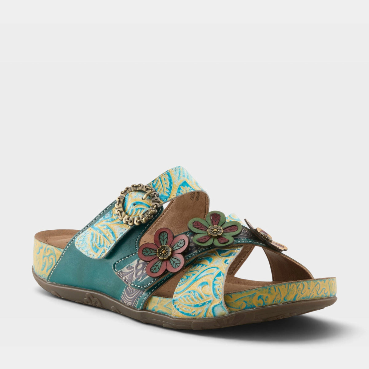 L'Artiste CAELANA SANDALS in TURQUOISE MULTI, front view