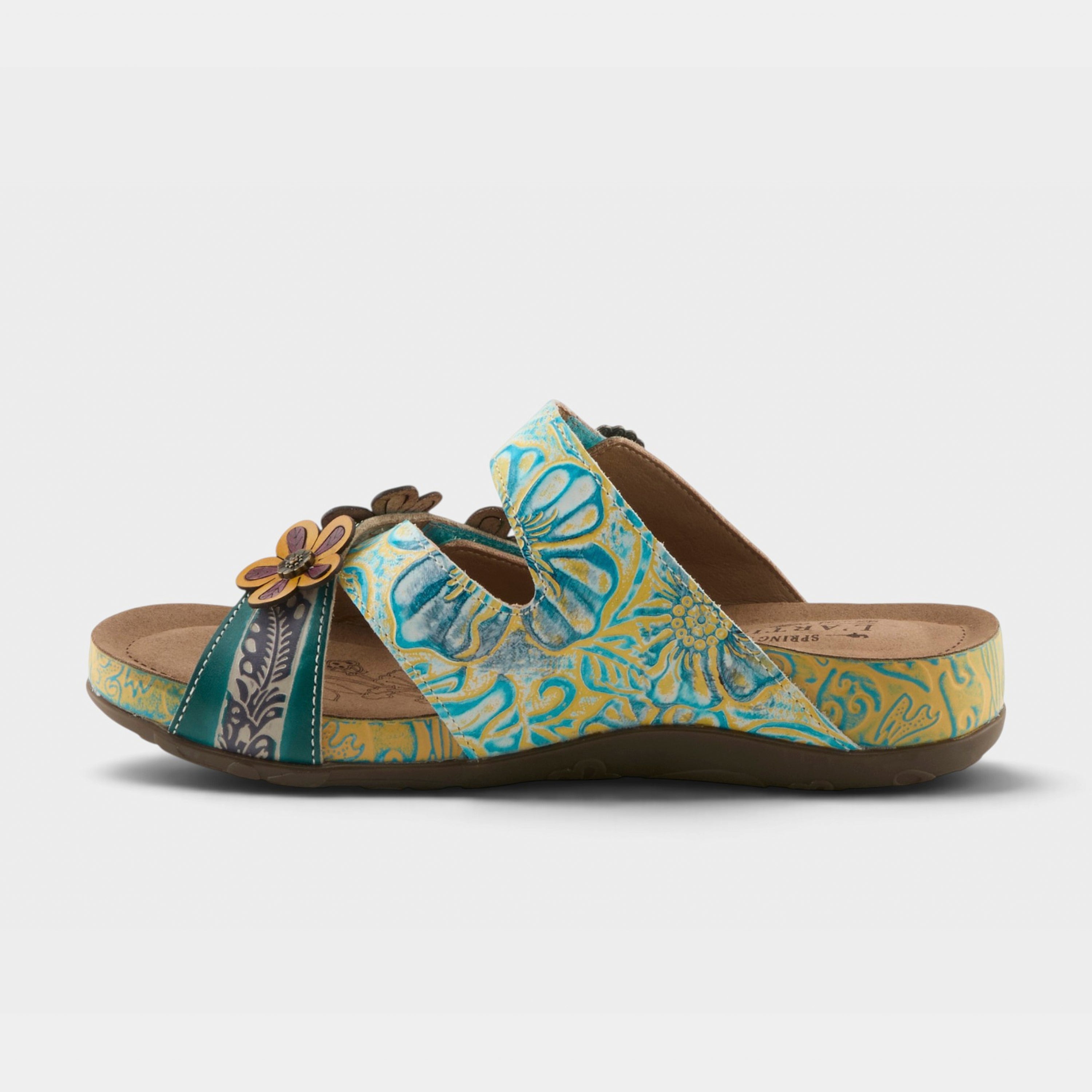 L'Artiste Caelana sandals in Turquoise Multi, side view