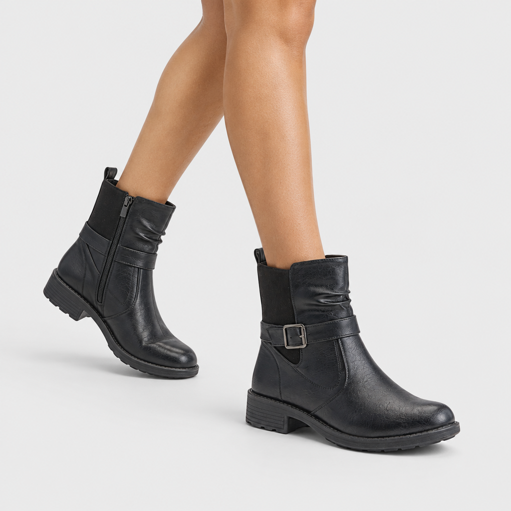 Flexus Cahir Black Boot - on-foot view