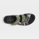L'Artiste Caiman slide sandals in Black Multi, top view