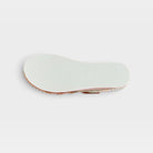 L'Artiste Caiman slide sandals in Camel Multi, outsole view