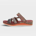 L'Artiste Caiman slide sandals in Red Multi, side view