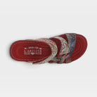 L'Artiste Caiman slide sandals in Red Multi, top view