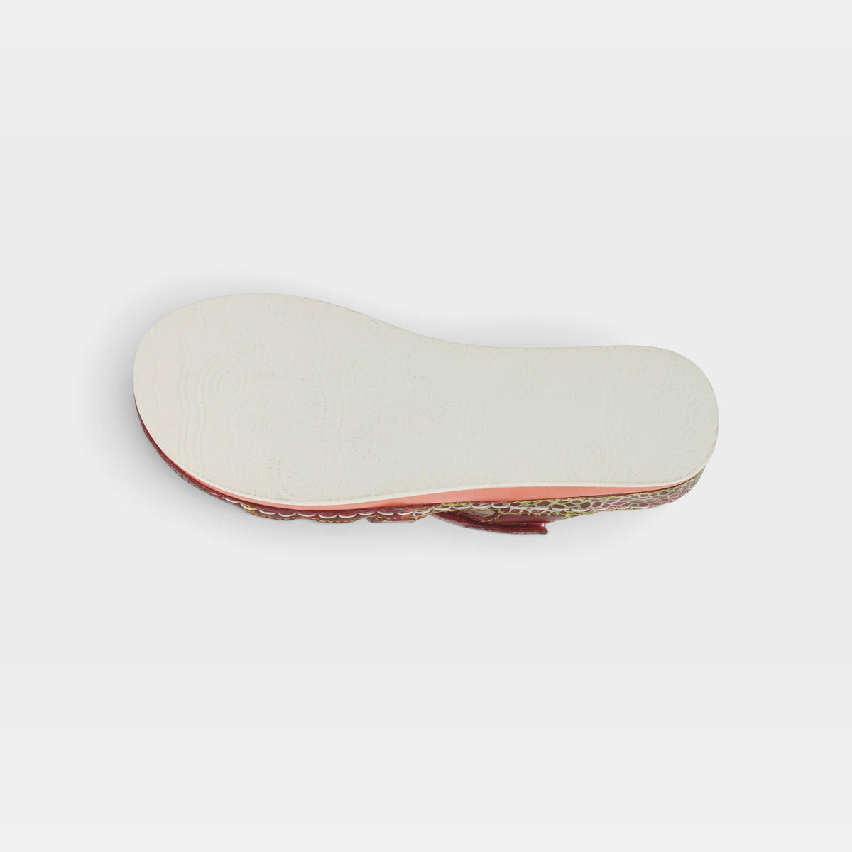 L'Artiste Caiman slide sandals in Red Multi, outsole view