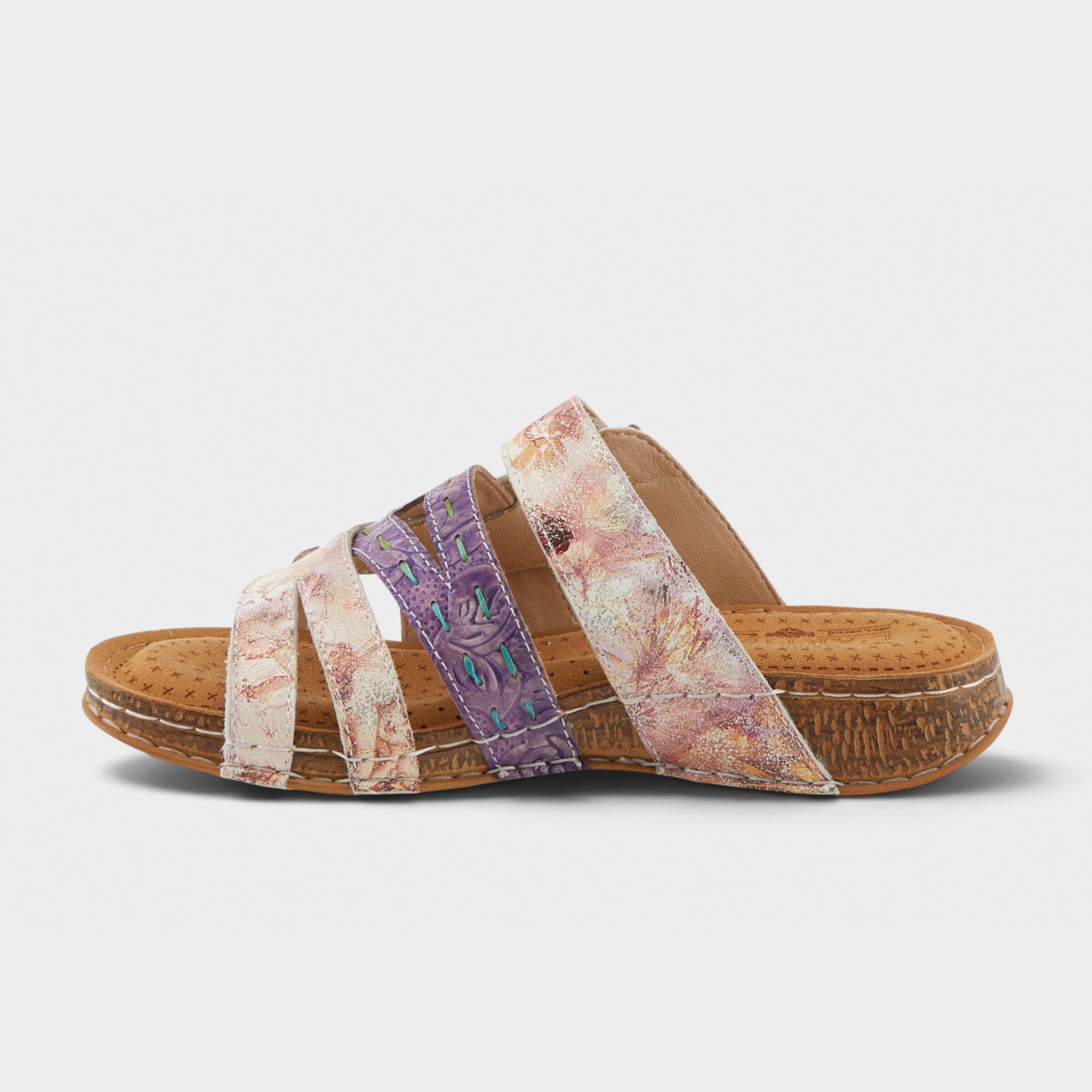 L'Artiste Calamityjay sandals in Purple Multi, side view